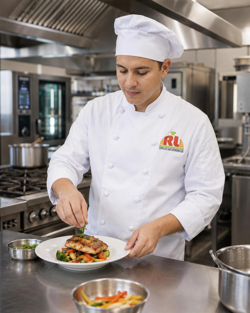 Chef profesional preparando alimentos